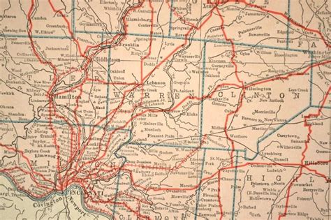 Southern Ohio Map Of Ohio Wall Decor Art Large Road Map Etsy