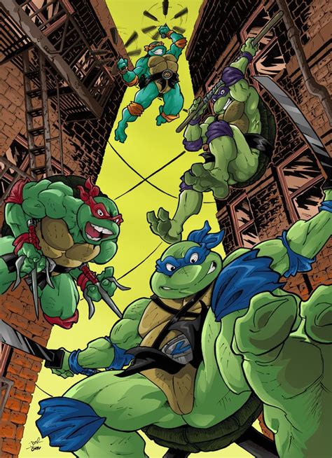 Turtles Jumping From The Rooftop Coloured Ver By Joelchan Ninja