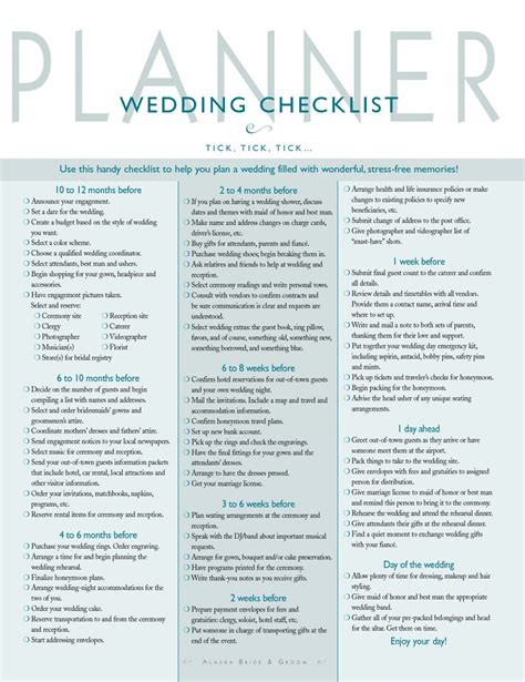 Wedding Checklist Printable Pdf Pics