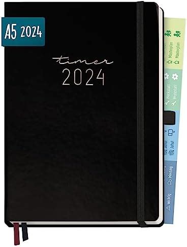 Chäff Timer Premium Calendar 2024 A5 Black Diary for 12 Months