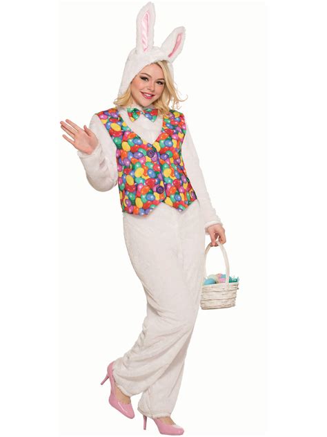 Easter Bunny Costume Jumpsuit With Vest Adult Std