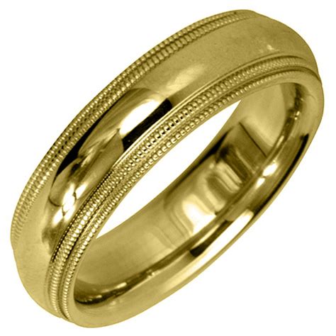 Thejewelrymaster K Yellow Gold Mens Wedding Band Mm High Gloss Milgrain Comfort Fit
