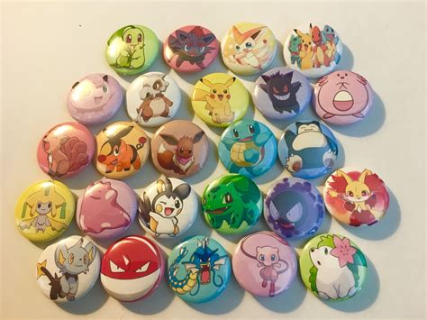 Pokemon Button Pins Lot Of 25 More Than 100 Designs 1 Inch Buttons