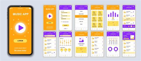 Orange And Purple Music Ui Mobile App Interface Design 1408360 Vector