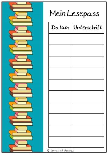 Endlich pause 2 0 lese und rechen kombi pässe teil von lesepass vorlage kostenlos. Deutsch - Lesepass Deutsch Lesepass - Grundschul-Ideenbox