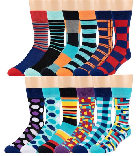 zeke men s pattern dress funky fun colorful crew socks 12 assorted patterns in 2022 funky