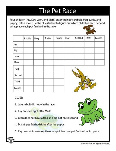 Printable Logic Puzzles For Kids