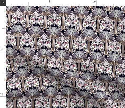 Art Nouveau Fabric By The Yard Art Deco Abstract Pearl Etsy