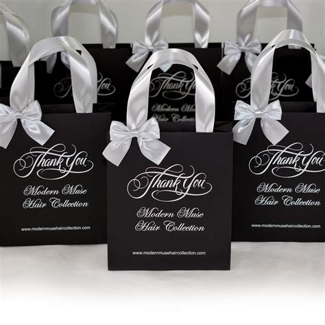 25 Logo T Bags With Satin Ribbon Handles And Bow Elegant Etsy