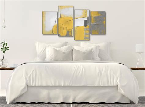 Large Mustard Yellow Grey Painting Abstract Bedroom Canvas