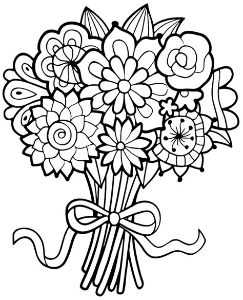 Free Flowers Bouquet Coloring Page To Print