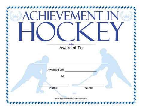 Hockey Certificate Of Achievement Template Download Printable Pdf