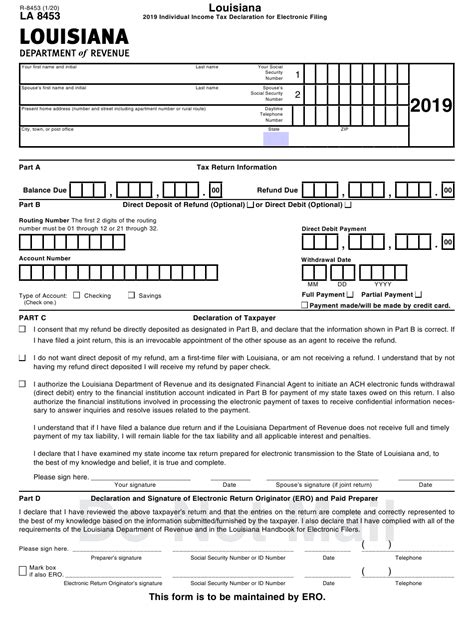 Form R 8453 Download Fillable Pdf Or Fill Online Louisiana Individual
