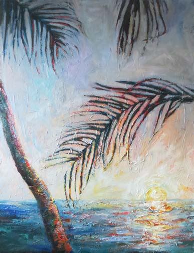 New “paradise Found” Palette Knife Painting By Contemporary