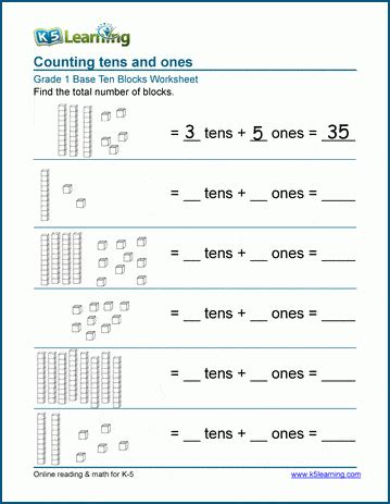 For each number, have students draw (with tallies, stars, circles) or use manipulatives. Counting with base 10 blocks worksheets | K5 Learning