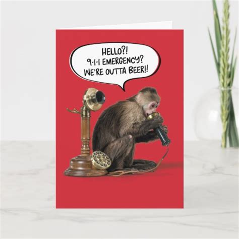Funny Monkey Out Of Beer Birthday Card Au