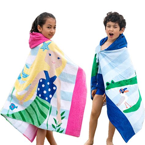 1pc Hooded Towel Beach Wrap Children Kids Cotton Poncho Swim Towel