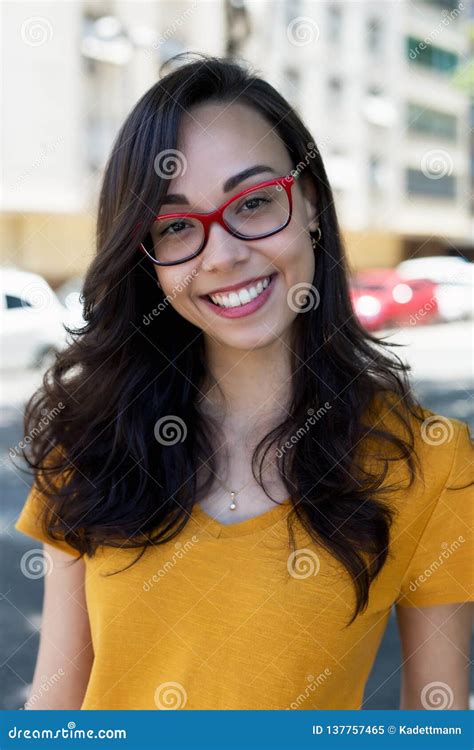 Portrait Of Beautiful Nerdy Girl With Glasses Stock Image Image Of Long Enjoying 137757465