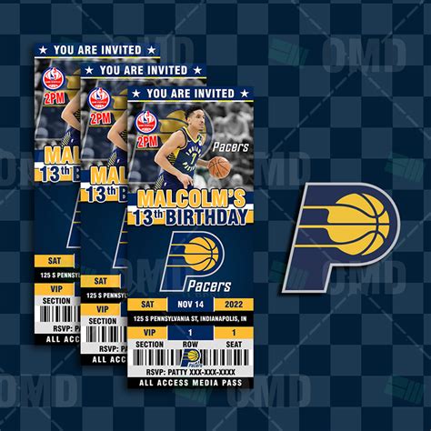 Indiana Pacers Sports Ticket Style Party Invite Sports Invites