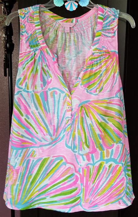 Lilly Pulitzer Essie Tank Top Pink Pout Lets Shellabrate Lilly