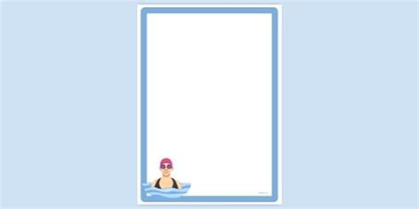 FREE Simple Blank Swimming Swimmer Cap Goggles Page Border