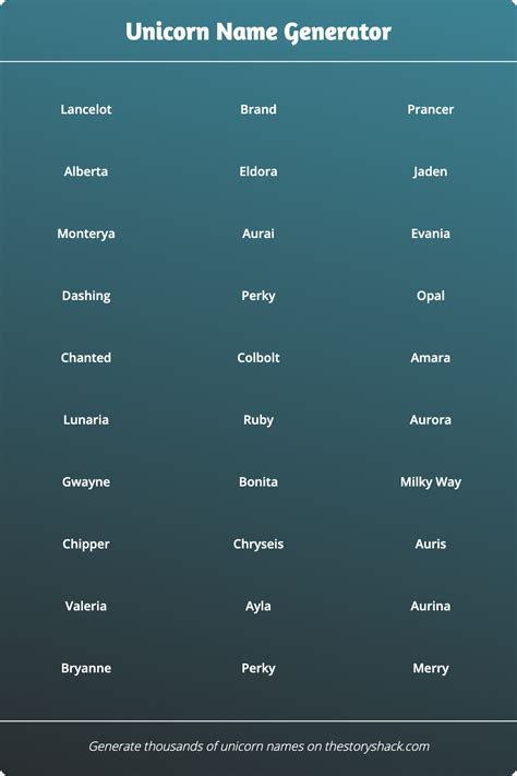 Unicorn Name Generator 1000s Of Random Unicorn Names