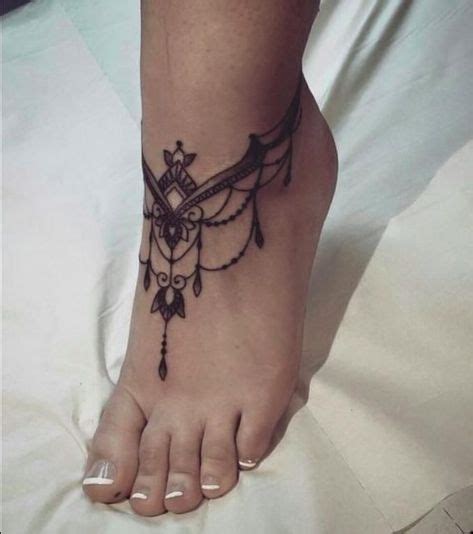 Image Result For Ankle Chain Tattoo In 2020 Foot Tattoos Jewel