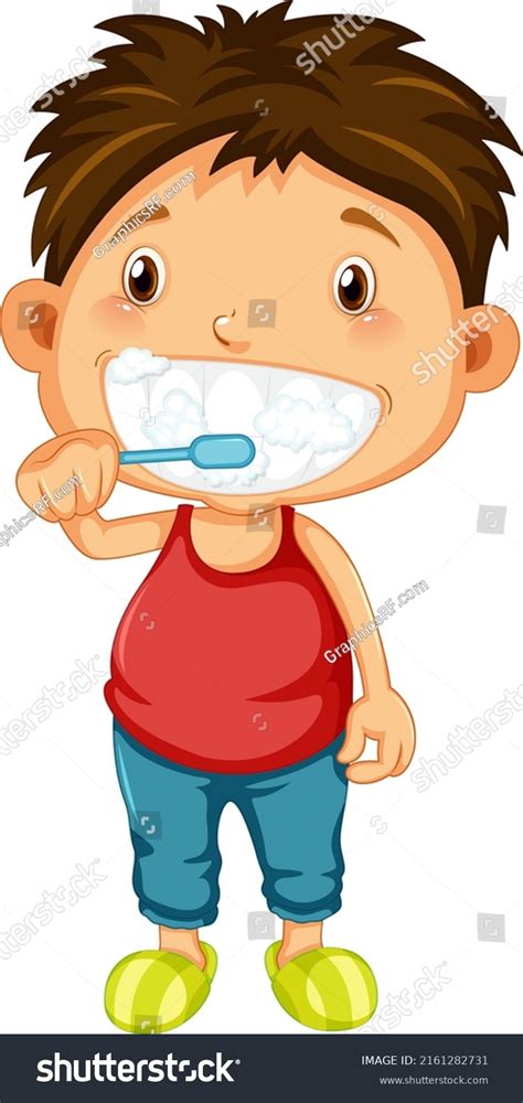 Boy Cartoon Brushing Teeth Illustration Stock Vector Royalty Free