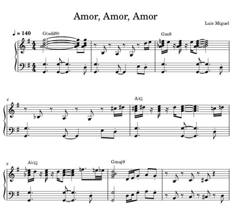 Amor Amor Amor Luis Miguel Partitura Piano