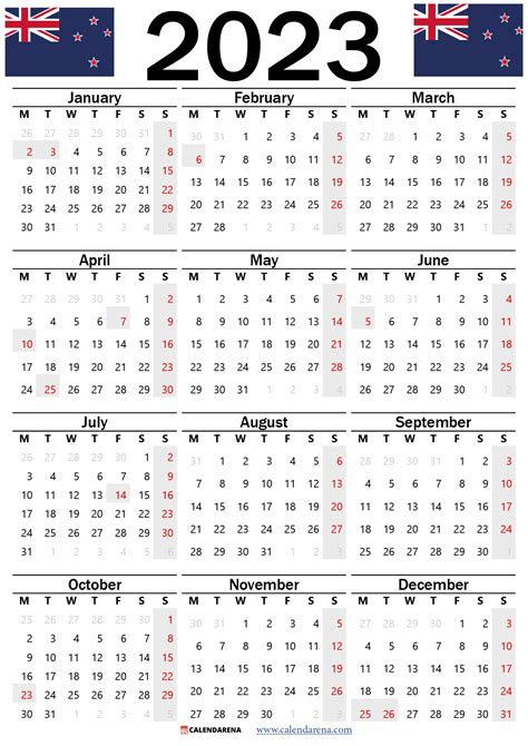 New Zealand Calendar 2023 Printable Get Calendar 2023 Update