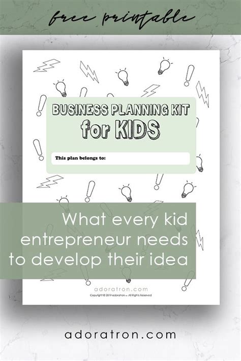 Business Planning Kit For Kids Business For Kids Business Plan