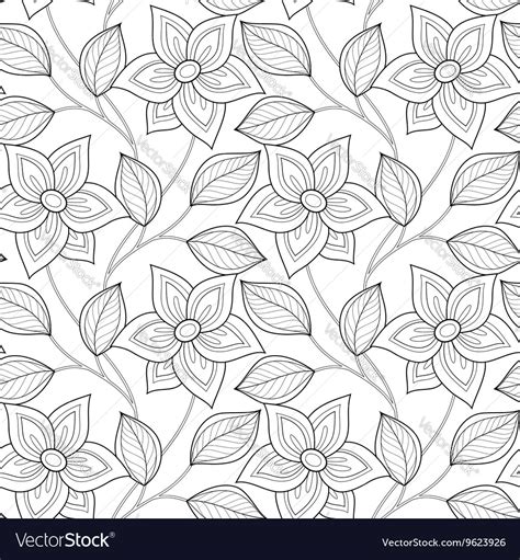 Seamless Monochrome Floral Pattern Royalty Free Vector Image
