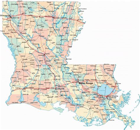 Details About Louisiana Road Map Glossy Poster Picture Photo State