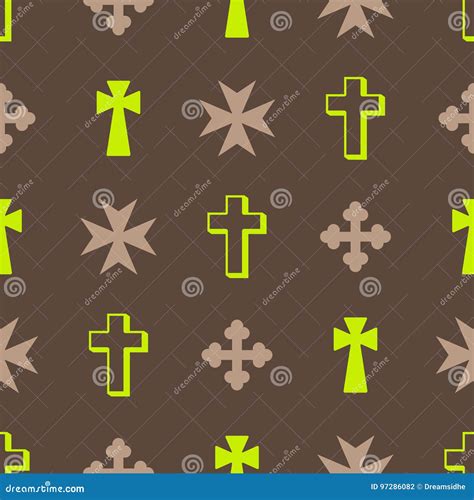 Seamless Pattern With Christian Cross Stock Vector Illustration Of
