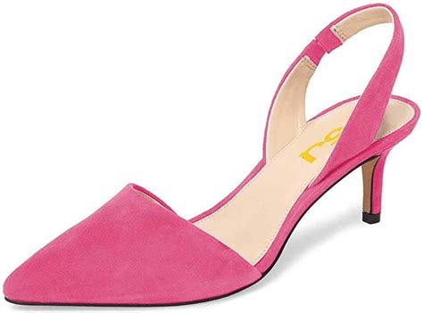Fsj Women Fashion Low Kitten Heels Pumps Pointed Toe Slingback Sandals