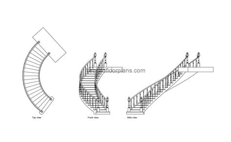 Wooden Curved Stair Free Cad Drawings