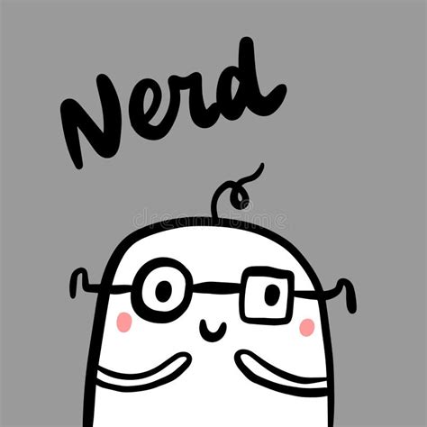 Nerd Hand Drawn Illustration With Cute Monster In Glasses Stock