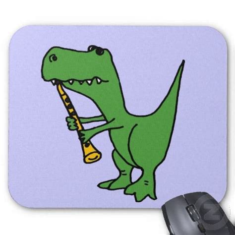 Hilarious T Rex Dinosaur Playing The Clarinet Mouse Pads Dinosaur