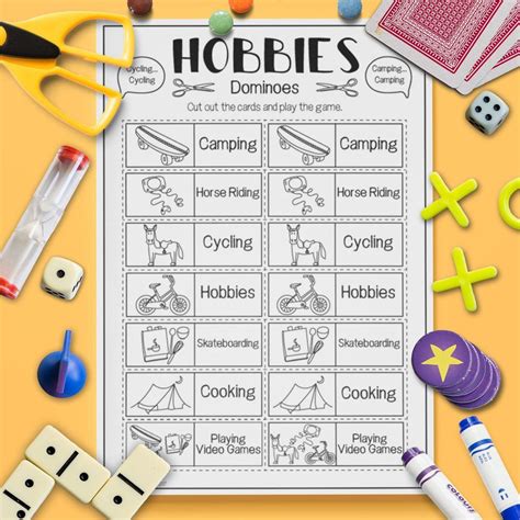 Hobbies Dominoes Speaking Game Esl Worksheet For Kids Hobbies For