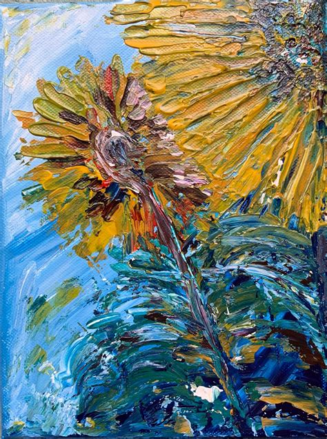 Original Painting Textured Abstract Sunflowers Floral Art Etsy