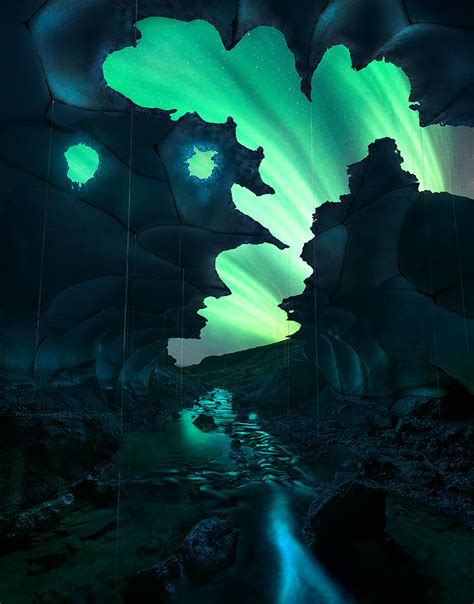 The Ghost Cave Aurora Filled Skies Over Ice Caves In Iceland By Max Rive Damnthatsinteresting