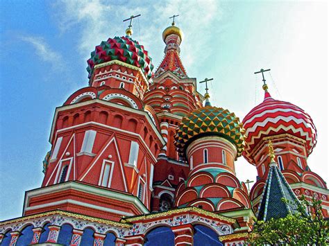 Onion Domes Of Saint Basil S Cathedral In Red Square In Moscow Russia