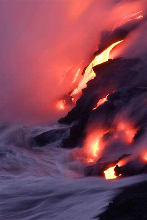 Steam Fills The Air As Water Meets Lava By Steve And Donna Omeara