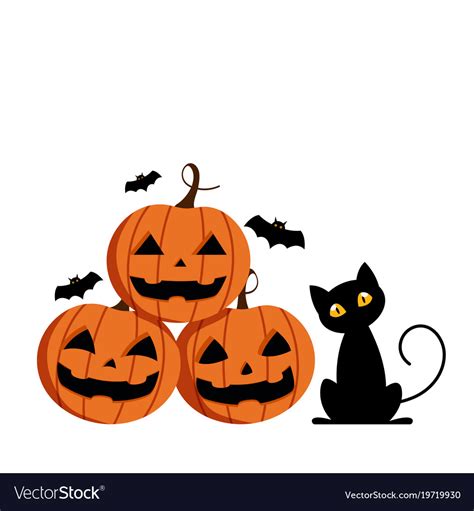 Happy Halloween Day Cute Pumpkin Smile Spooky Vector Image