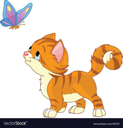 Playing Kitten Royalty Free Vector Image Vectorstock Animaux Les
