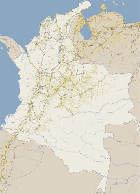 Large Detailed Road Map Of Colombia With Cities Colombia South