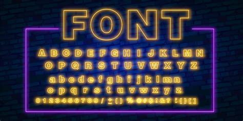 Neon Font 80s Text Letter Glow Light Set Vector Premium Download