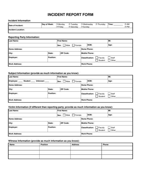 Employee Incident Report Fillable Printable Pdf And Forms Handypdf