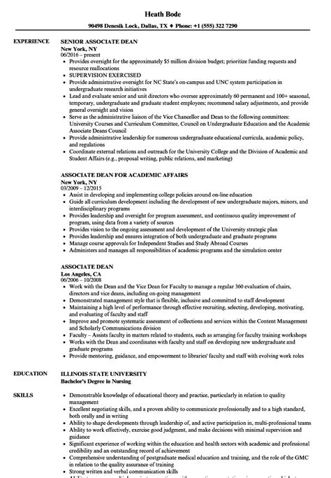 associate dean resume samples velvet jobs