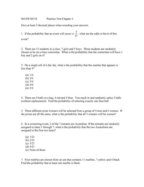 Ch 4 Sample Test Math M118 Practice Test Chapter 4 Give At Least 3